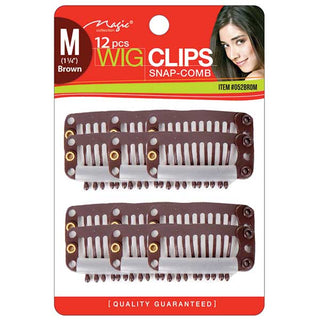 MAGIC COLLECTION - 12 Pieces Wig Clips MEDIUM BROWN