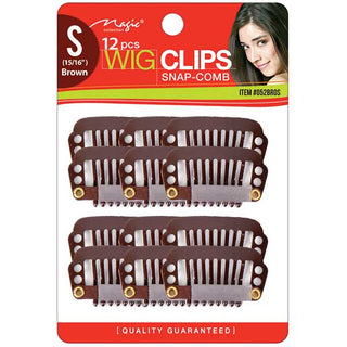 MAGIC COLLECTION - 12 Pieces Wig Clips Small BROWN
