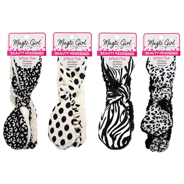 MAGIC GIRL - Beauty Head Band Softest Plush ZEBRA ASSORTED #HWR-BEA01-16