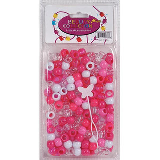 BEAUTY COLLECTION - Large Round Hair Bead 200PCs PINK