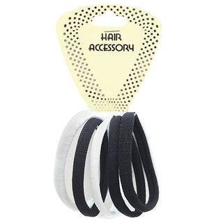 MAGIC COLLECTION - Medium Elastic High Ponytail Holder 12PCs BLACK/WHITE