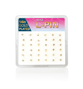 JOY JEWELRY - Gold Nose Stud L-Pin 1 PIECE (LGR20)