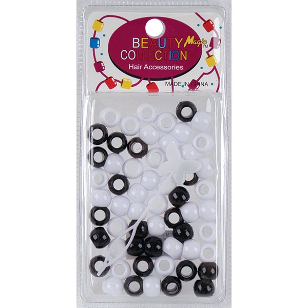 BEAUTY COLLECTION - Small Round Hair Bead 70PCs BLACK/WHITE