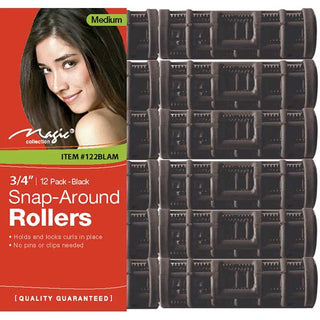 MAGIC COLLECTION - 3/4" Snap-Around Rollers 12PCs Medium BLACK