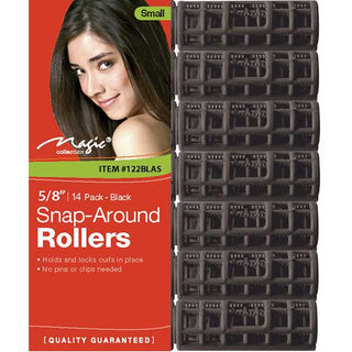 MAGIC COLLECTION - 5/8" Snap-Around Rollers 6PCs Small BLACK