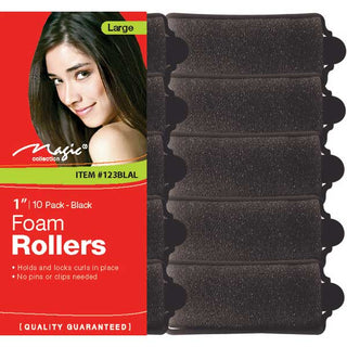 MAGIC COLLECTION - 1" Foam Rollers 10PCs Large BLACK