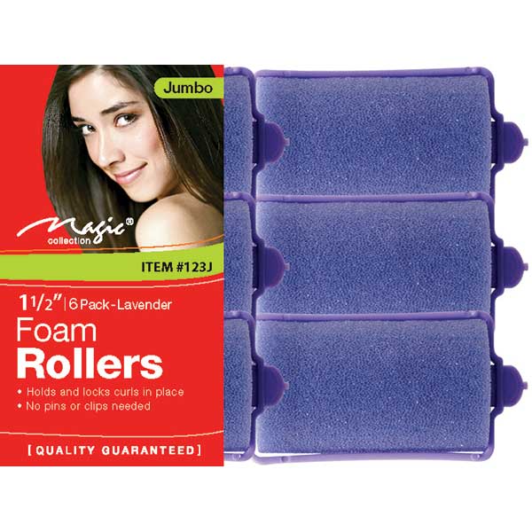 MAGIC COLLECTION - 1 1/2" Foam Rollers 6PCs Jumbo LAVENDER