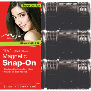 MAGIC COLLECTION - 1 3/4" Magnetic Rollers 6PCs Super Jumbo BLACK