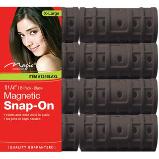 MAGIC COLLECTION - 1 1/4" Magnetic Rollers 12PCs X-LARGE BLACK