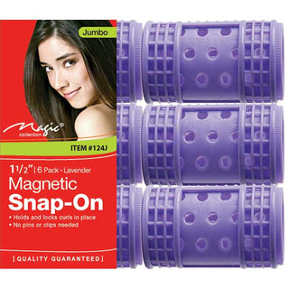 MAGIC COLLECTION - 1 1/2" Magnetic Rollers 6PCs Jumbo LAVENDER