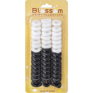 BLOSSOM - Hair Accessories Pony O Ring BLACK & WHITE ITEM#15022