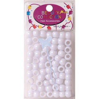 BEAUTY COLLECTION - Small Round Hair Bead 70PCs WHITE