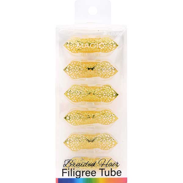 MAGIC COLLECTION - Gold Filigree Tube Large 6PCs