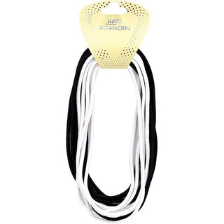 MAGIC COLLECTION - Hair Accessory Elastic Ponytail Holder 12PCs BLACK/WHITE #HEP318BW
