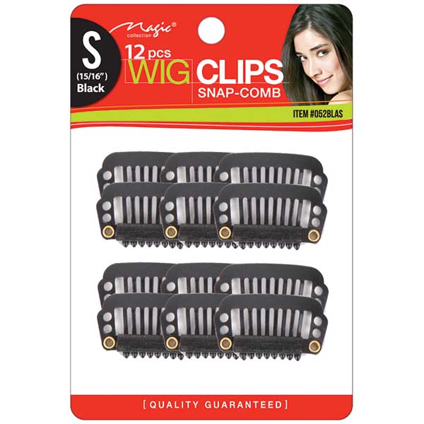 MAGIC COLLECTION - 12 Pieces Wig Clips Snap-Comb Small BLACK