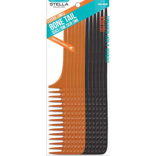 STELLA COLLECTION - Comb Long Bone Tail Comb (Bulk) Black/Bone