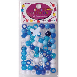 BEAUTY COLLECTION - Small Round Hair Bead 70PCs Blue Tone
