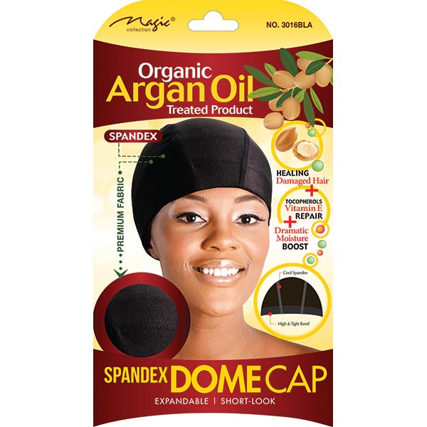 MAGIC COLLECTION - Argan Oil Infused Spandex Dome Cap BLACK