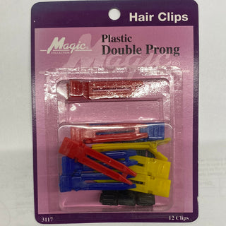 MAGIC COLLECTION - Plastic Double Prong Hair Clips ASSORTED