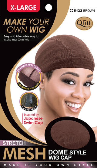 Qfitt - STRETCH MESH DOME STYLE WIG CAP X-LARGE #5122 BROWN