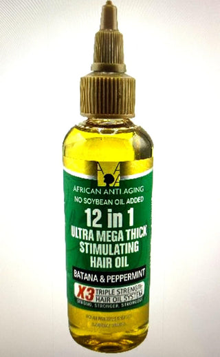 AFRICAN ANTI-AGING - 12-IN-1 ULTRA MEGA THICK STIMULATING HAIR OIL BATANA & PEPPERMINT