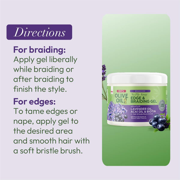 ORS - Olive Oil Braidzone Edge & Braiding Gel with Lavender, Acai & Biotin