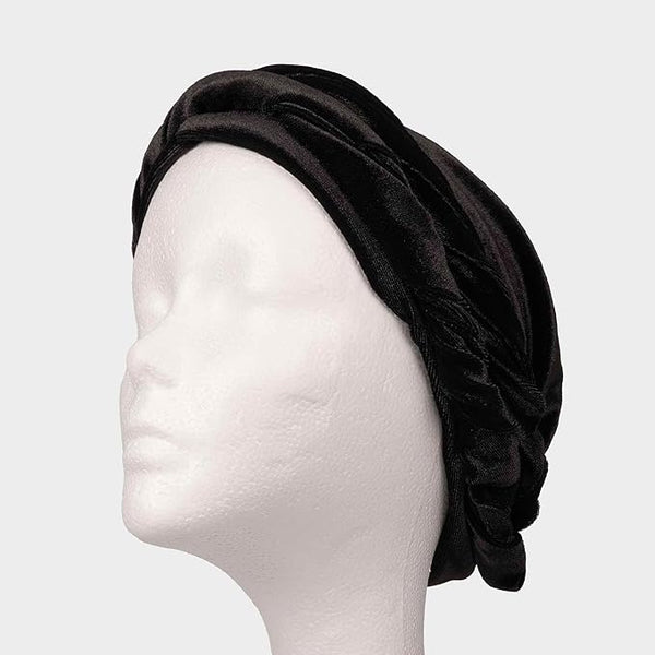 KISS - RED SATIN LINED HALO TURBAN VELVET BLACK