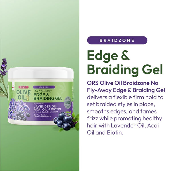ORS - Olive Oil Braidzone Edge & Braiding Gel with Lavender, Acai & Biotin