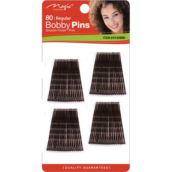 MAGIC COLLECTION - 80PCs Regular Bobby Pins DARK BROWN