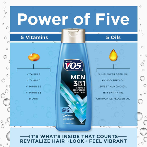 Alberto VO5 - MEN 3-IN-1 Shampoo Conditioner Body Wash OCEAN SURGE