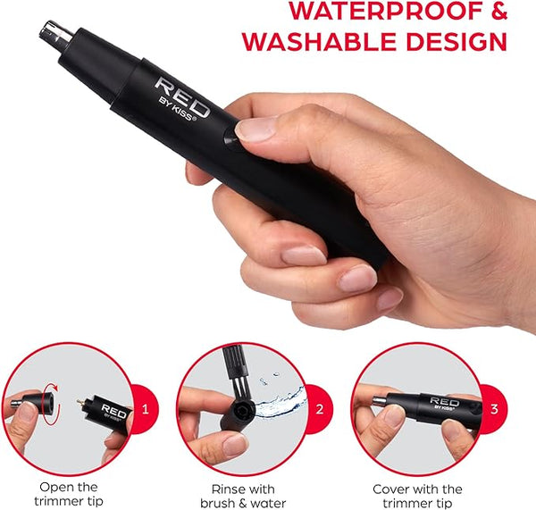 KISS - RED CORDLESS NOSE HAIR TRIMMER