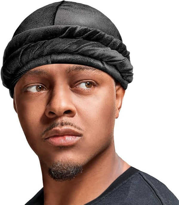 KISS - RED SATIN LINED HALO TURBAN VELVET BLACK