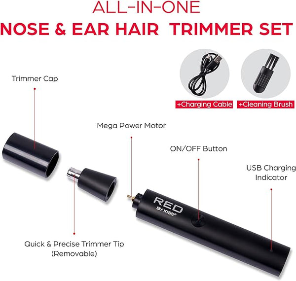 KISS - RED CORDLESS NOSE HAIR TRIMMER