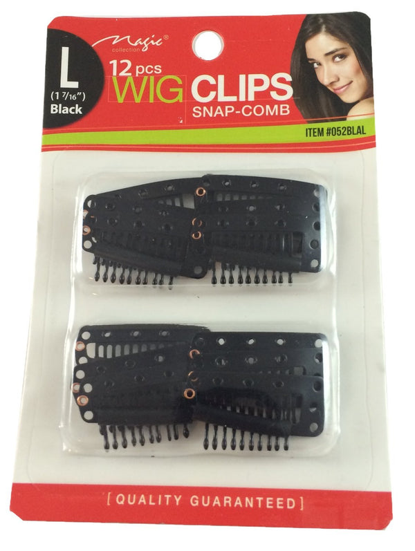 MAGIC COLLECTION - 12 Pieces Wig Clips LARGE BLACK