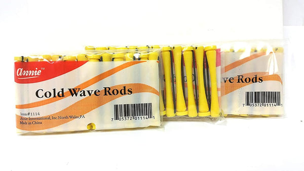 ANNIE - Professional Cold Wave Rods 12PCs LONG YELLOW #1108