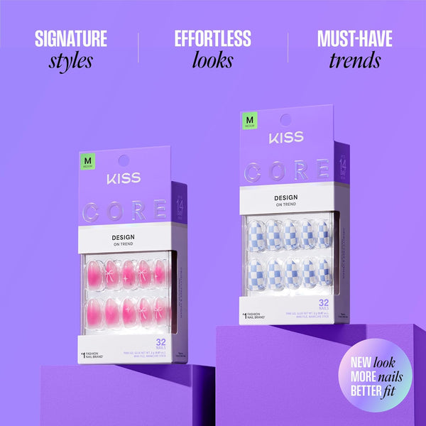 KISS - CORE DESIGN TREND SPRING GLUE-ON NAIL SHORT - CHEERS