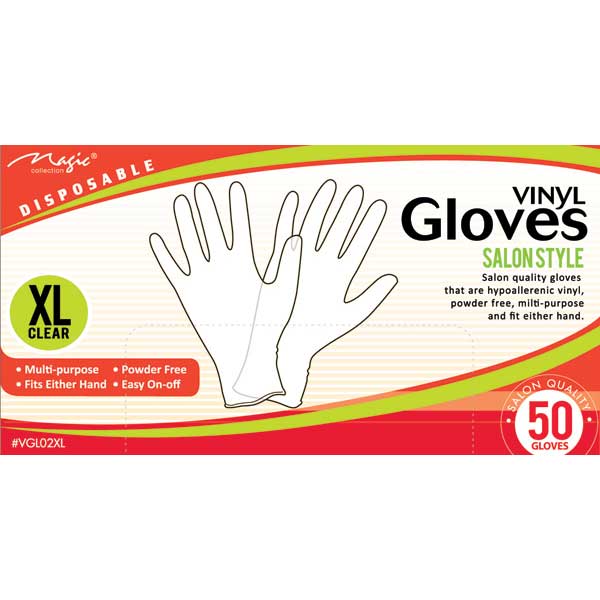 MAGIC COLLECTION - Vinyl Gloves Clear 50PCs X-LARGE