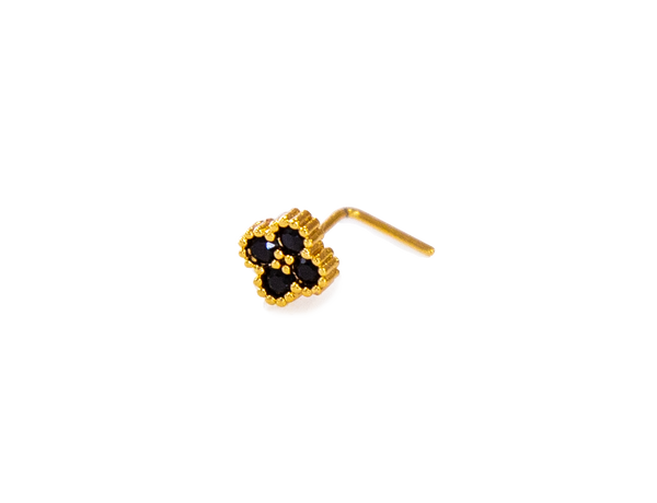 JOY JEWELRY - Gold Nose Stud L-Pin CLOVER 1 PIECE (LGC)