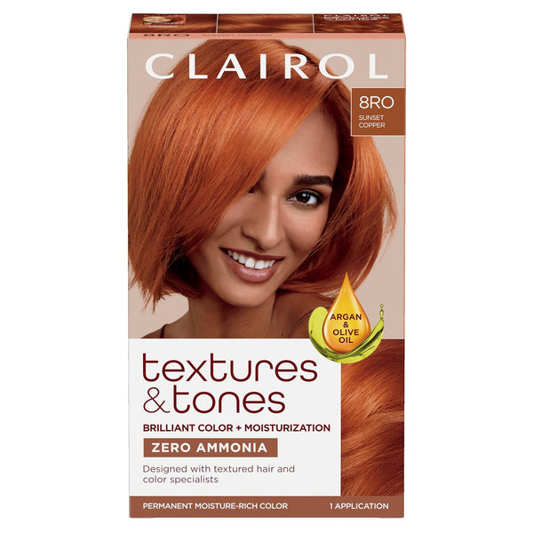 CLAIROL - Texture & Tones Permanent Hair Dye 8RO SUNSET COPPER