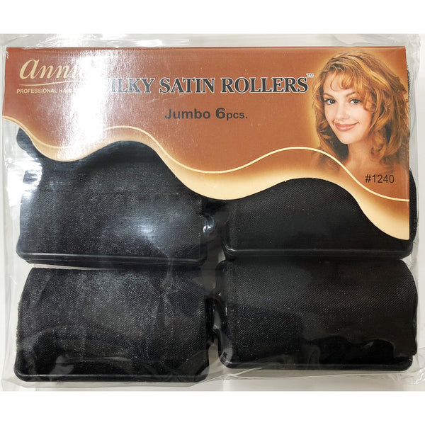 ANNIE - Professional Silky Satin Rollers JUMBO BLACK