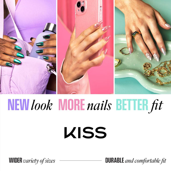 KISS - CORE DESIGN TREND SPRING GLUE-ON NAIL MEDIUM - SHINING BRIGHT