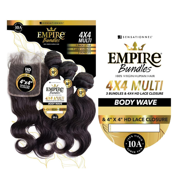 SENSATIONNEL - EMPIRE 10A BUNDLES 4X4 CLOSURE MULTI PACK BODY WAVE (HUMAN)