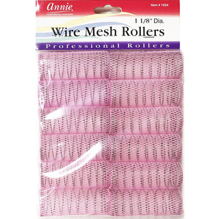 ANNIE - Professional Wire Mesh Rollers 1 1/8" 12PCs LARGE PINK