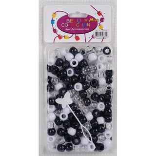 BEAUTY COLLECTION - Large Round Hair Bead 200PCs BLA/WHI/RED
