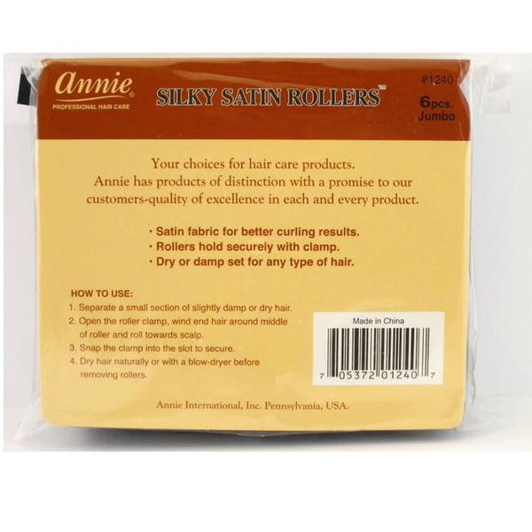 ANNIE - Professional Silky Satin Rollers JUMBO BLACK