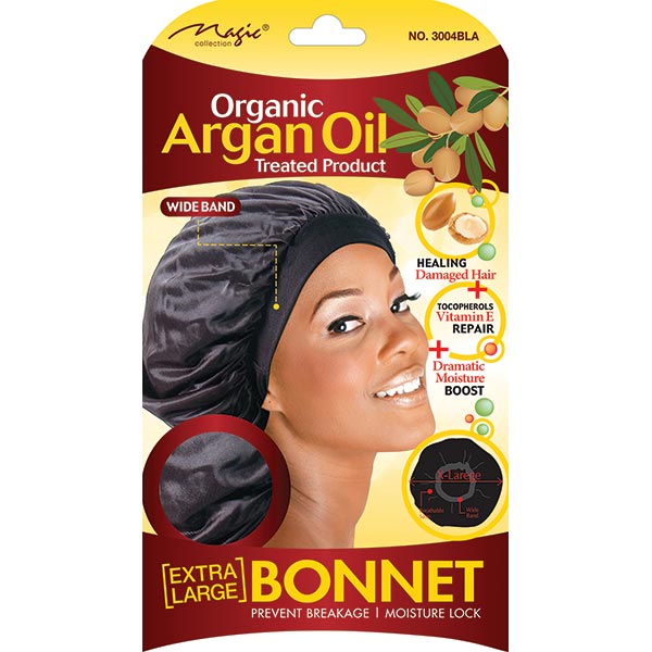 MAGIC COLLECTION - Argan Oil Infused Extra Large Bonnet BLACK