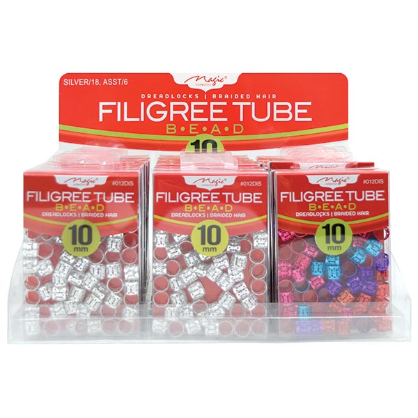 MAGIC COLLECTION - 10MM Filigree Tube Bead Assorted 36PCs 1 PACK