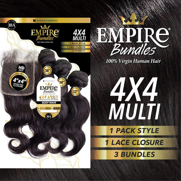 SENSATIONNEL - EMPIRE 10A BUNDLES 4X4 CLOSURE MULTI PACK BODY WAVE (HUMAN)