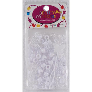 MAGIC COLLECTION - Small Hair Bead Clear & White #200CW