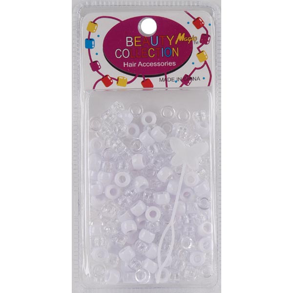 MAGIC COLLECTION - Small Hair Bead Clear & White #200CW